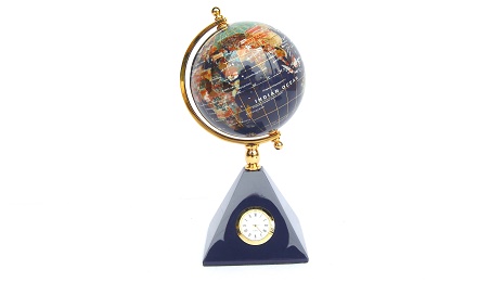 Gemstone Globe（ジェムストーン グローブ）：卓上地球儀（時計付）